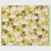 Cadeau Papier à enveloppement de cygne rose (Plat)