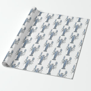 Cadeau Papier à enveloppement de homard bleu