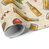 Cadeau Papier à enveloppement de la bière de Noël (Coin rond)
