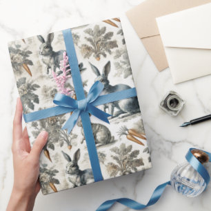 Cadeau Papier à enveloppement de lapin de Pâques - gris e