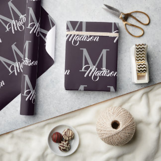 Cadeau Papier à enveloppement de monogramme élégant - Per