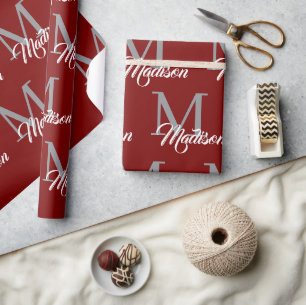 Cadeau Papier à enveloppement de monogramme élégant - Per