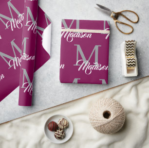Cadeau Papier à enveloppement de monogramme élégant - Per