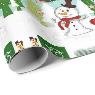 Cadeau Papier à enveloppement de Noël Aimer bonhomme de n
