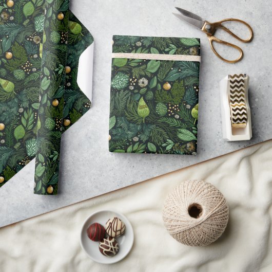Cadeau Papier à enveloppement de Noël avec arbres verts f (Artisanat)