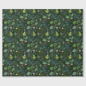 Cadeau Papier à enveloppement de Noël avec arbres verts f (Plat)