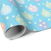 Cadeau Papier à enveloppement de Noël avec boules de Noël (Coin rond)