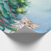 Cadeau Papier à enveloppement de Noël avec chats en train (Coin)