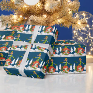 Cadeau Papier à enveloppement de Noël Elf Arbre blanc