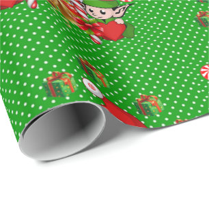 Cadeau Papier à enveloppement de Noël Elf Snowman