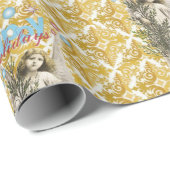 Cadeau Papier à enveloppement de Noël Joyeux Noël Ange (Coin rond)