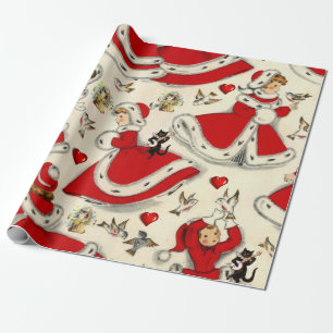Cadeau Papier à enveloppement de Noël Kitten Vintage