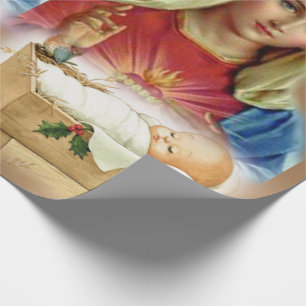 Cadeau Papier à enveloppement de Noël Mary Baby Jesus