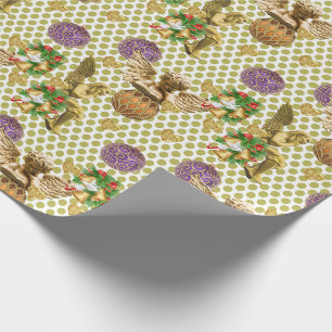Cadeau Papier à enveloppement de Noël Or Angel Purple Bal