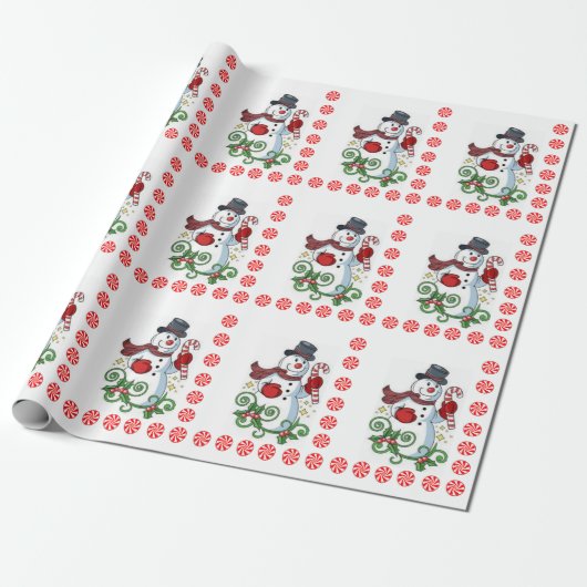 Cadeau Papier à enveloppement de Noël Pepperment de Snowm (Déroulé)
