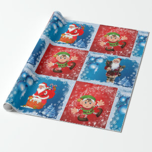Cadeau Papier à enveloppement de Noël Père Noël Elf