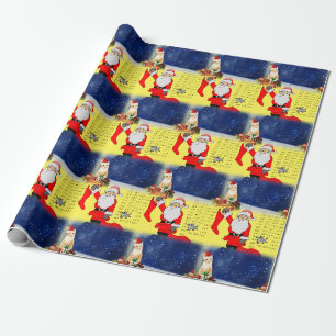 Cadeau Papier à enveloppement de Noël Père Noël Kitten