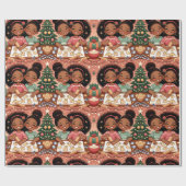 Cadeau Papier à enveloppement de Noël pour fille noire - (Plat)