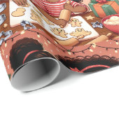 Cadeau Papier à enveloppement de Noël pour fille noire - (Coin rond)