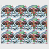 Cadeau Papier à enveloppement de Noël pour fille noire -  (Plat)