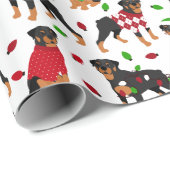 Cadeau Papier à enveloppement de Noël Rottweiler (Coin rond)