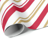 Cadeau Papier à enveloppement de Noël - Rouge, Blanc, Or (Coin rond)