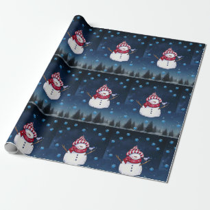 Cadeau Papier à enveloppement de Noël Snowman