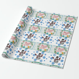Cadeau Papier à enveloppement de Noël Snowman
