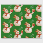 Cadeau Papier à enveloppement de Noël Snowman Green (Plat)