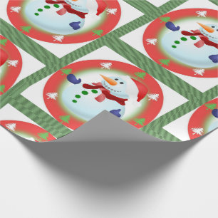 Cadeau Papier à enveloppement de Noël Snowman Green