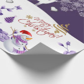 Cadeau Papier à enveloppement de Noël Snowman violet (Coin)