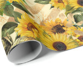 Cadeau Papier à enveloppement de tournesol (Coin rond)