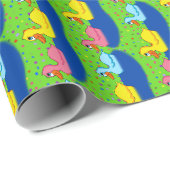 Cadeau Papier à enveloppement de trois canards (Coin rond)