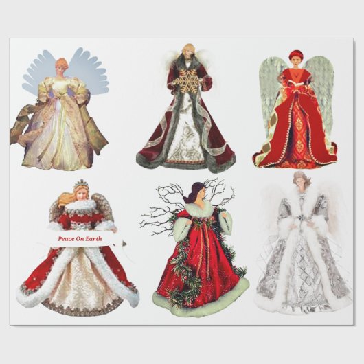 Cadeau Papier à enveloppement des anges de Noël (Plat)