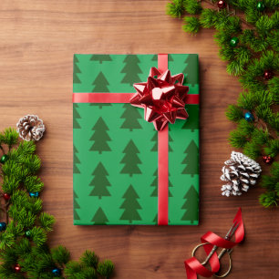 Cadeau Papier à enveloppement des arbres de Noël verts