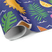 Cadeau Papier à enveloppement d'été tropical (Coin rond)