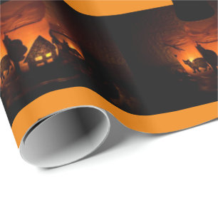 Cadeau Papier à enveloppement d'Halloween, Chat noir