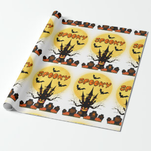 Cadeau Papier à enveloppement éffrayant de lune d'Hallowe