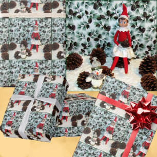 Cadeau Papier à enveloppement Elf et Snowman