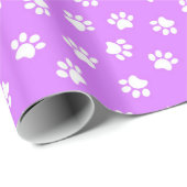 Cadeau Papier à enveloppement Empreinte de patte violet (Coin rond)