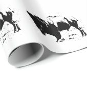 Cadeau Papier à enveloppement en silhouette de bison noir (Coin rond)