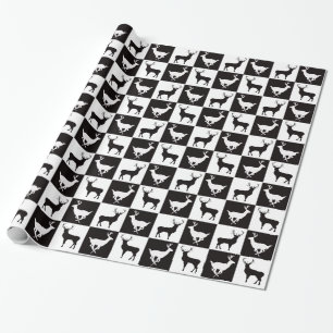 Cadeau Papier à enveloppement en silhouette de cerf noir