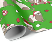 Cadeau Papier à enveloppement Ferret de Noël (Coin rond)