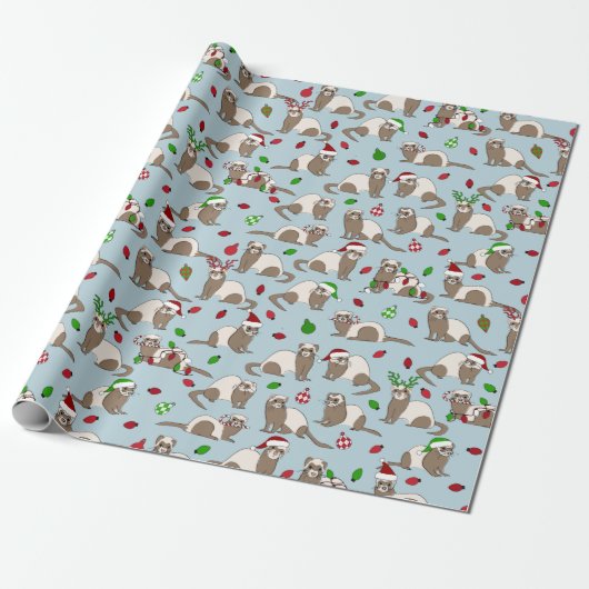 Cadeau Papier à enveloppement Ferret de Noël (Déroulé)