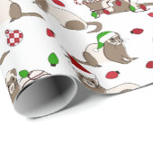 Cadeau Papier à enveloppement Ferret de Noël (Coin rond)