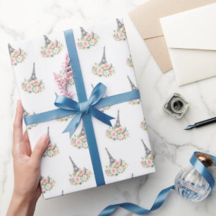 Cadeau Papier à enveloppement floral de Paris - Blanc