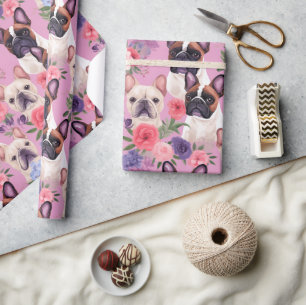 Cadeau Papier à enveloppement floral pour Bulldog Françai