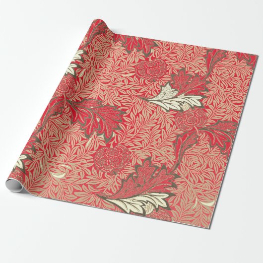 Cadeau Papier à enveloppement GIFT RED William Morris (Déroulé)