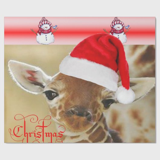 Cadeau Papier à enveloppement Giraffe Noël (Plat)
