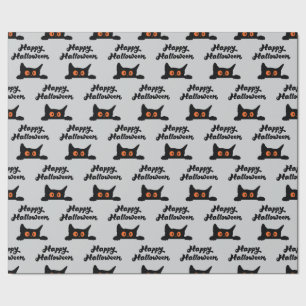 Cadeau Papier à enveloppement gris avec chats noirs pour